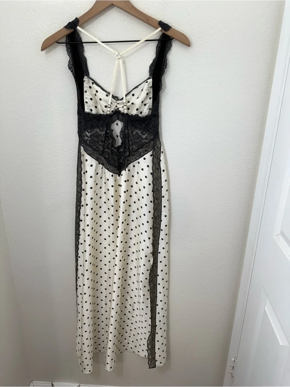 Free People Just Dreamy Black and White Polka Dot Maxi Dress XS
